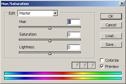 Hue/Saturation in Adobe Photoshop 7.0