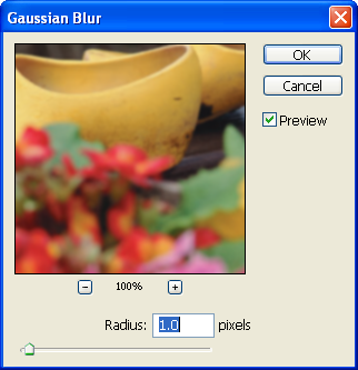 Gaussian blur filter in Adobe Photoshop CS
