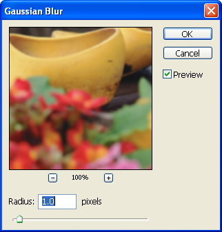 Gaussian blur filter in Adobe Photoshop CS2