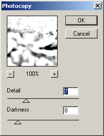 Photocopy filter in Adobe Photoshop 6.0