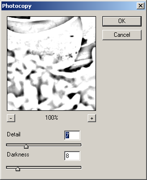 Photocopy filter in Adobe Photoshop 7.0