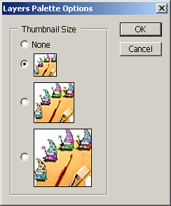 Layers palette options in Adobe Photoshop 6.0