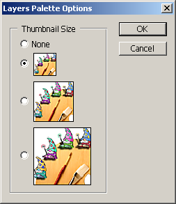 Layers palette options in Adobe Photoshop 7.0