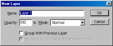 New layer in Adobe Photoshop 5.0