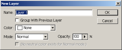 New layer in Adobe Photoshop 7.0