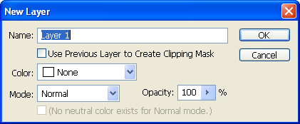 New layer in Adobe Photoshop CS2