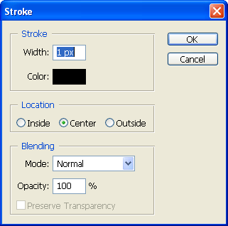 Stroke in Adobe Photoshop CS