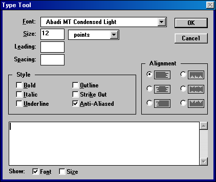Type in Adobe Photoshop 3.0.4