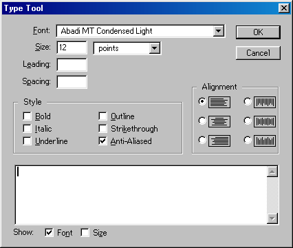 Type in Adobe Photoshop 4.0