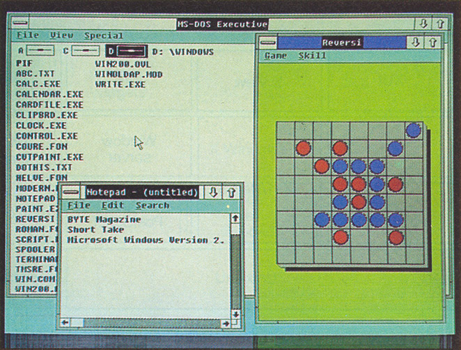 Photo 2: In its original incarnation, Microsoft Windows looked more like the Macintosh interface; a threatened lawsuit from Apple, as well as IBM’s solidification of its Systems Application Architecture, forced a shift to what is now the standard SAA look.