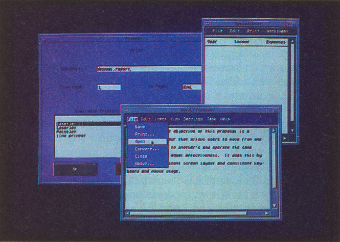 Photo 5: The Common X Interface (CXI), developed by Hewlett-Packard and Microsoft, features a Presentation Manager look on an X Window platform.