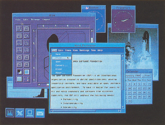 Photo 7: Motif, the graphical user interface designed by the Open Software Foundation, combines DEC’s XUI and HP’s X Widgets with a Presentation Manager look and NewWave’s three-dimensional windows on an X Window platform.