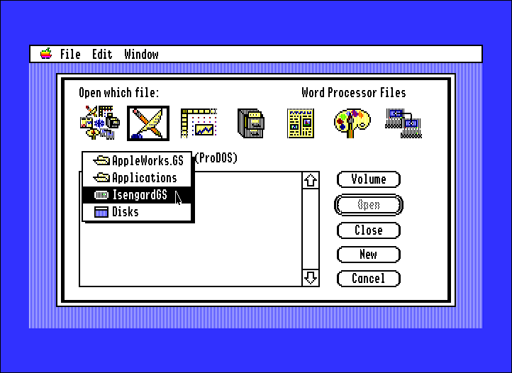 AppleWorks GS open file dialog