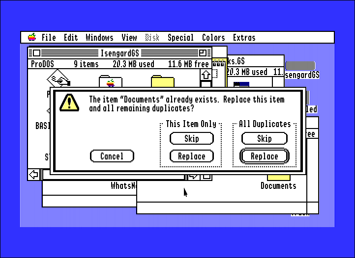 Apple IIGS System Software question dialog