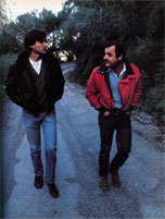 Steve Jobs (left) and John Couch, director of the Lisa project, walk the mountain roads of Los Gatos, California, where both men have homes.