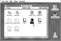 Figure 4. The disk window. The icons represent the documents and programs on the current disk.