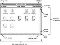 Figure 7. Window controls enable you to change a window’s size, scroll vertically or horizontally within it, or close an active window using the mouse.