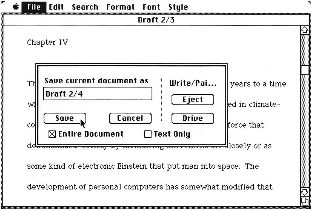 Figure 9. A dialog box appears when the Mac needs additional information to proceed.