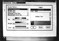 Setup on the EGA controls visual settings for each active area on the screen.