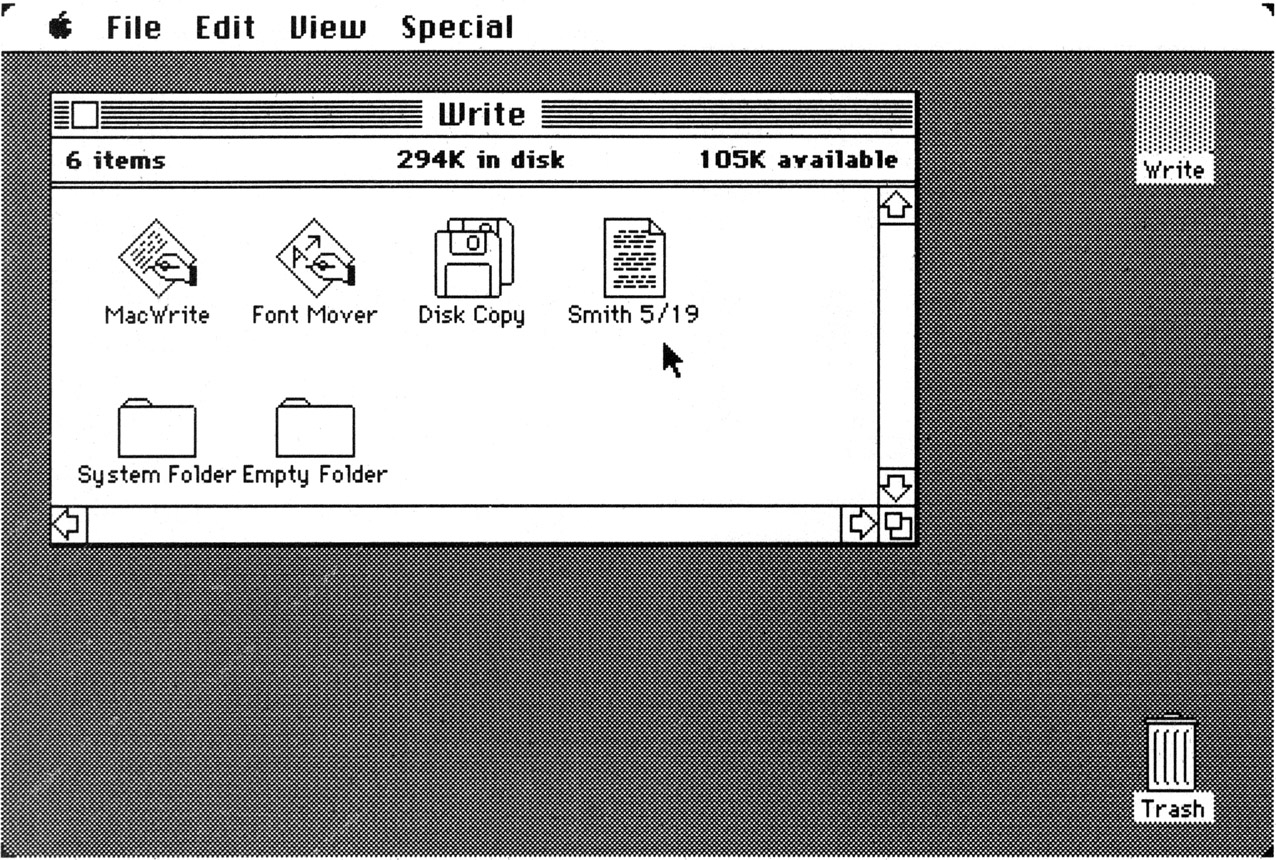 Figure 5: The desktop after quitting the word processor. A new icon representing the letter just written is visible.