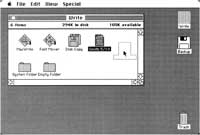 Figure 6: Copying a file from one disk to another. The file “Smith 5/19” is dragged over to the backup disk. While in transit, the outline of the document follows the pointer.