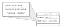 Figure 3: Open Look’s three-dimensional notice windows alert you to actions that could result in loss of data.