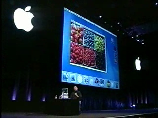 Steve Jobs presenting Aqua during his July 2000 keynote