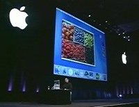 Steve Jobs presenting Aqua during his July 2000 keynote