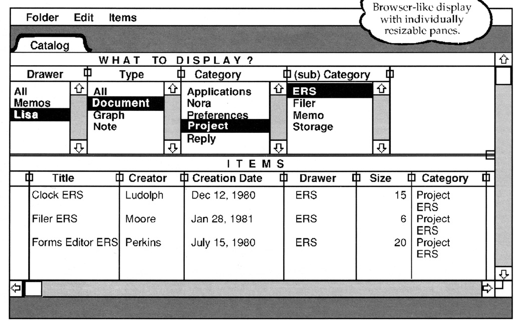 Figure 6. Desktop Manager – The Document Browser (December 1980)