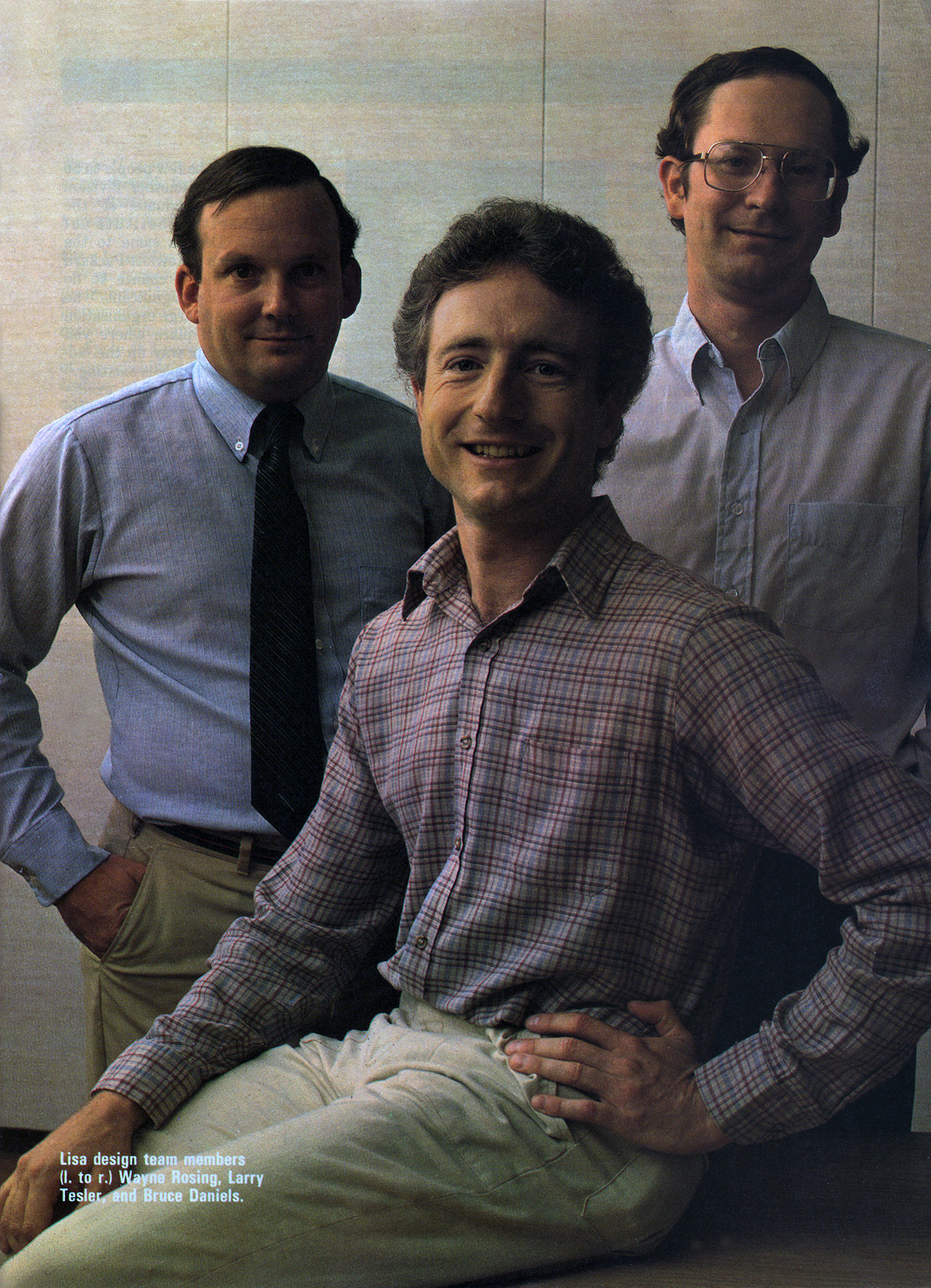 Lisa design team members (l. to r.) Wayne Rosing, Larry Tesler, and Bruce Daniels. Photograph by John Blaustein