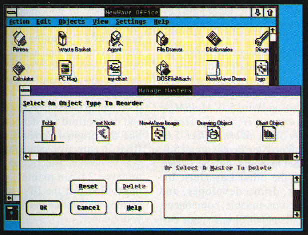 The primary user interface of the HP NewWave Environment is NewWave Office, shown here with one of its dialog boxes.