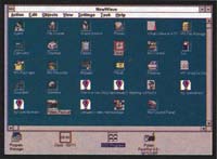The center of NewWave is a large window with Objects that you can easily launch, move, and copy. Traditional file management is a nonissue.