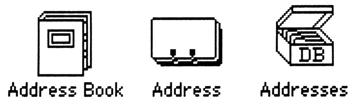 Much of [Apple Macintosh’s] application software is inconsistent, however: at least three different icons can represent address files. The icons are found in Desktop Express from Dow Jones & Co.; HyperCard from Apple Computer Inc.; and MS Word from Microsoft Corp.