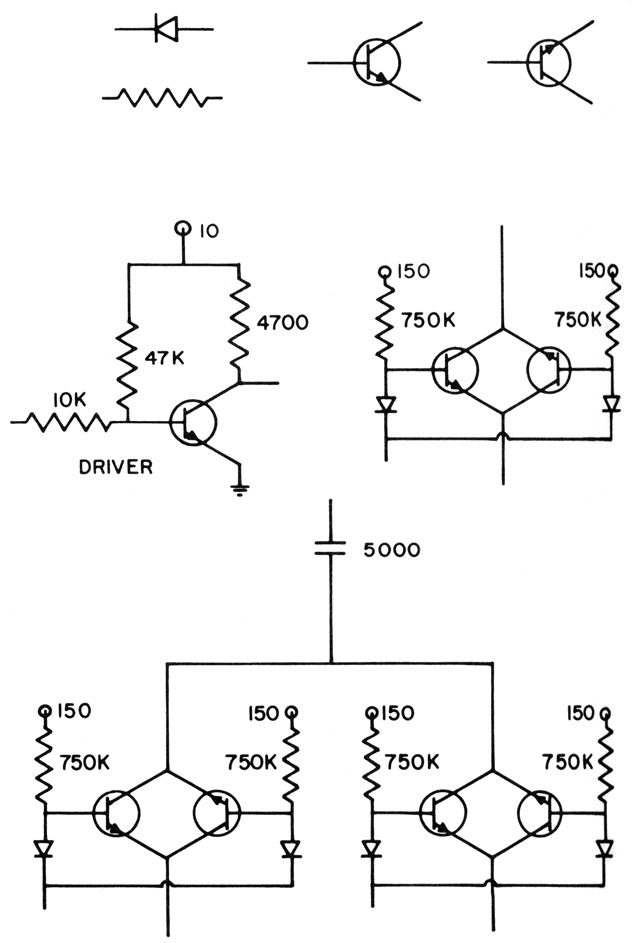 Figure 17. Circuit diagram. These are parts of the large circuit mentioned in the text.