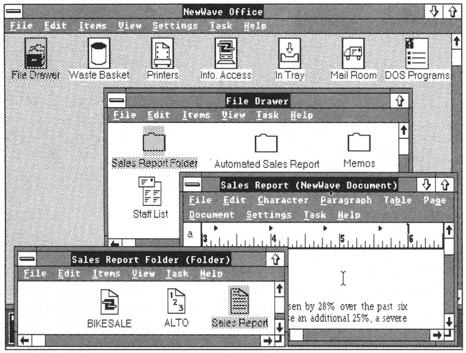 Look familiar? It’s not as elegant, and the DOS program icon is something you won’t see on a Macintosh screen (yet), but other than that...