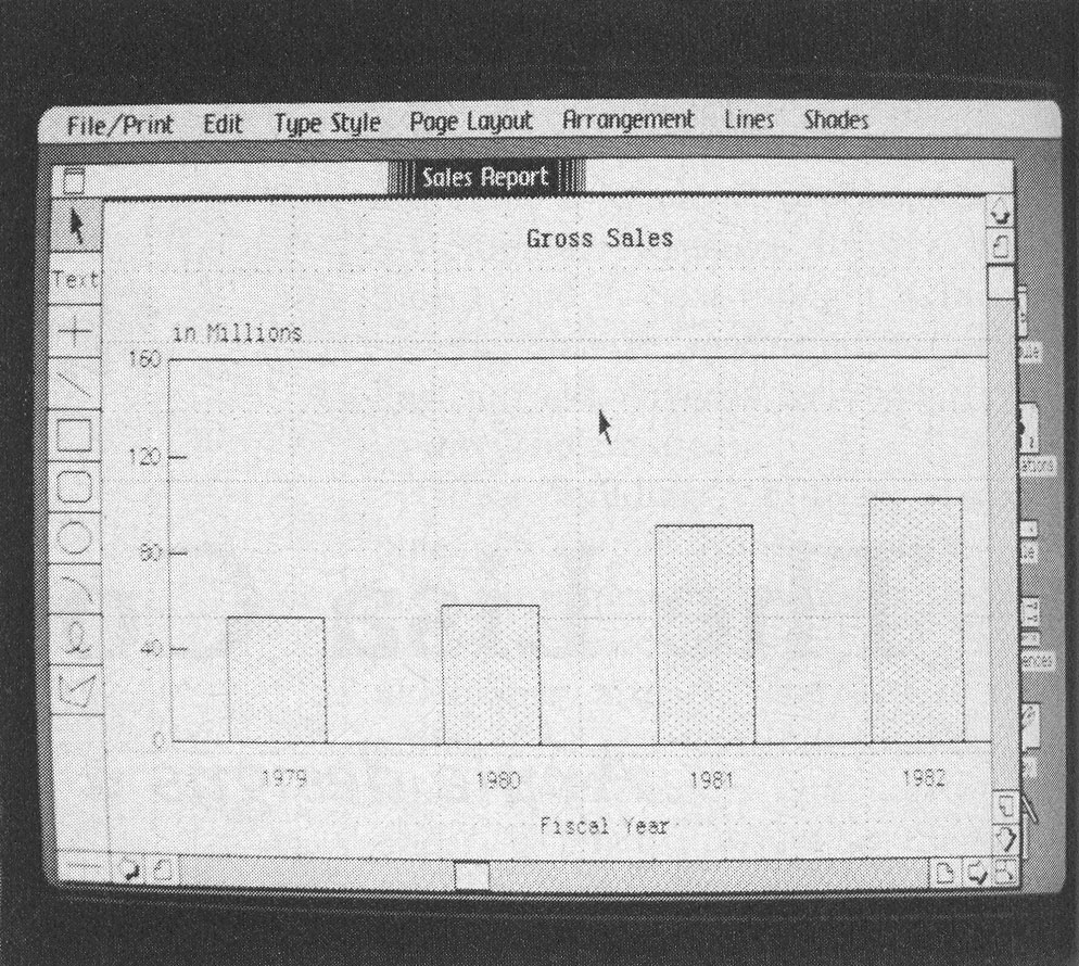 Photo 2b: Creating a chart using the Lisa Graph and Lisa Draw programs. See the text for details of how the image is generated and changed (picture 2 of 10).