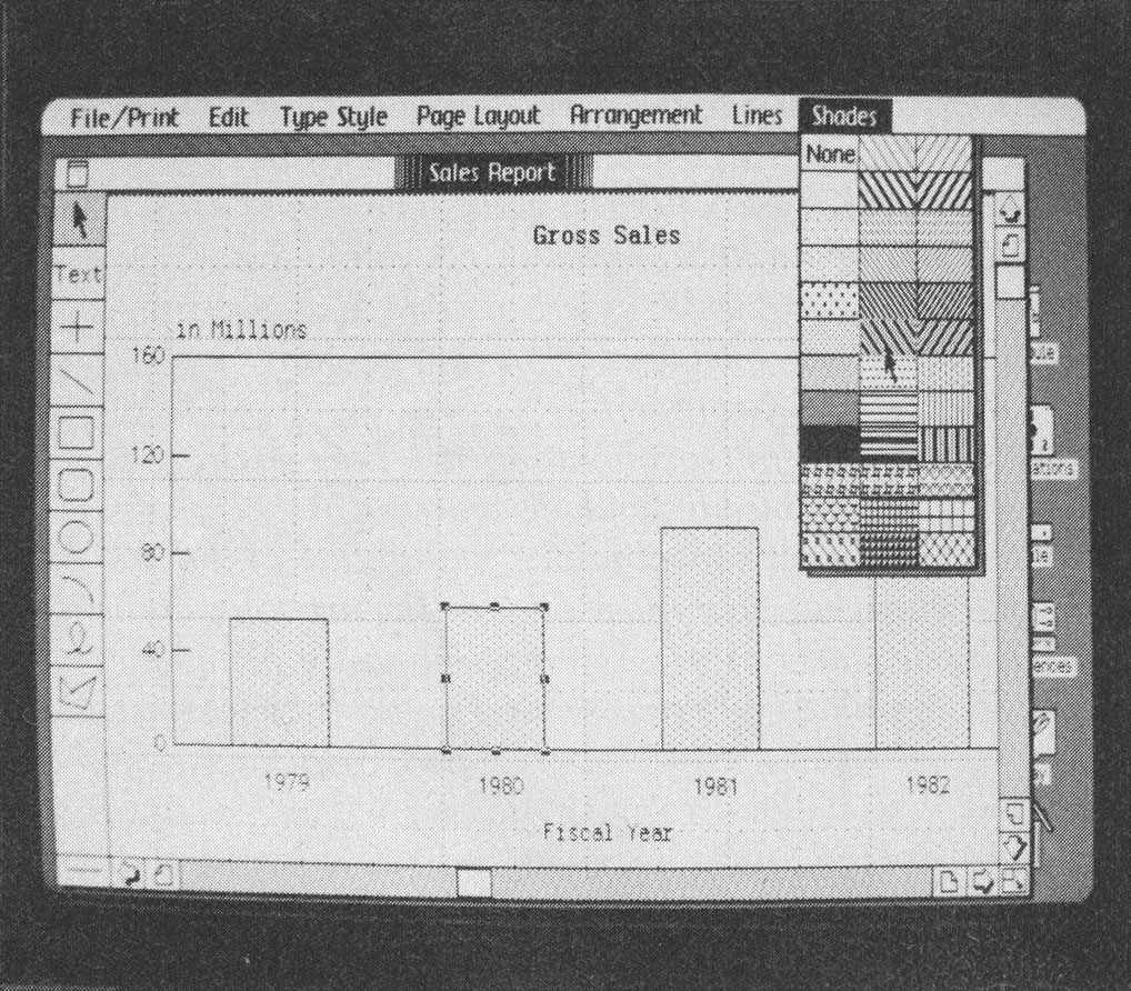 Photo 2d: Creating a chart using the Lisa Graph and Lisa Draw programs. See the text for details of how the image is generated and changed (picture 4 of 10).