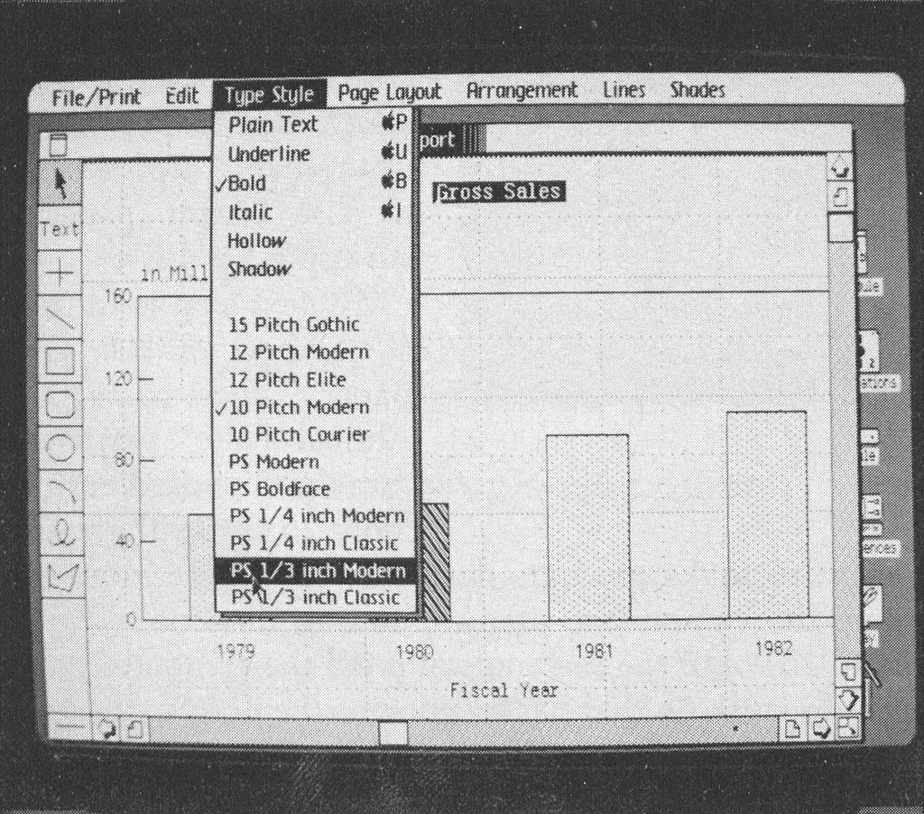 Photo 2g: Creating a chart using the Lisa Graph and Lisa Draw programs. See the text for details of how the image is generated and changed (picture 7 of 10).