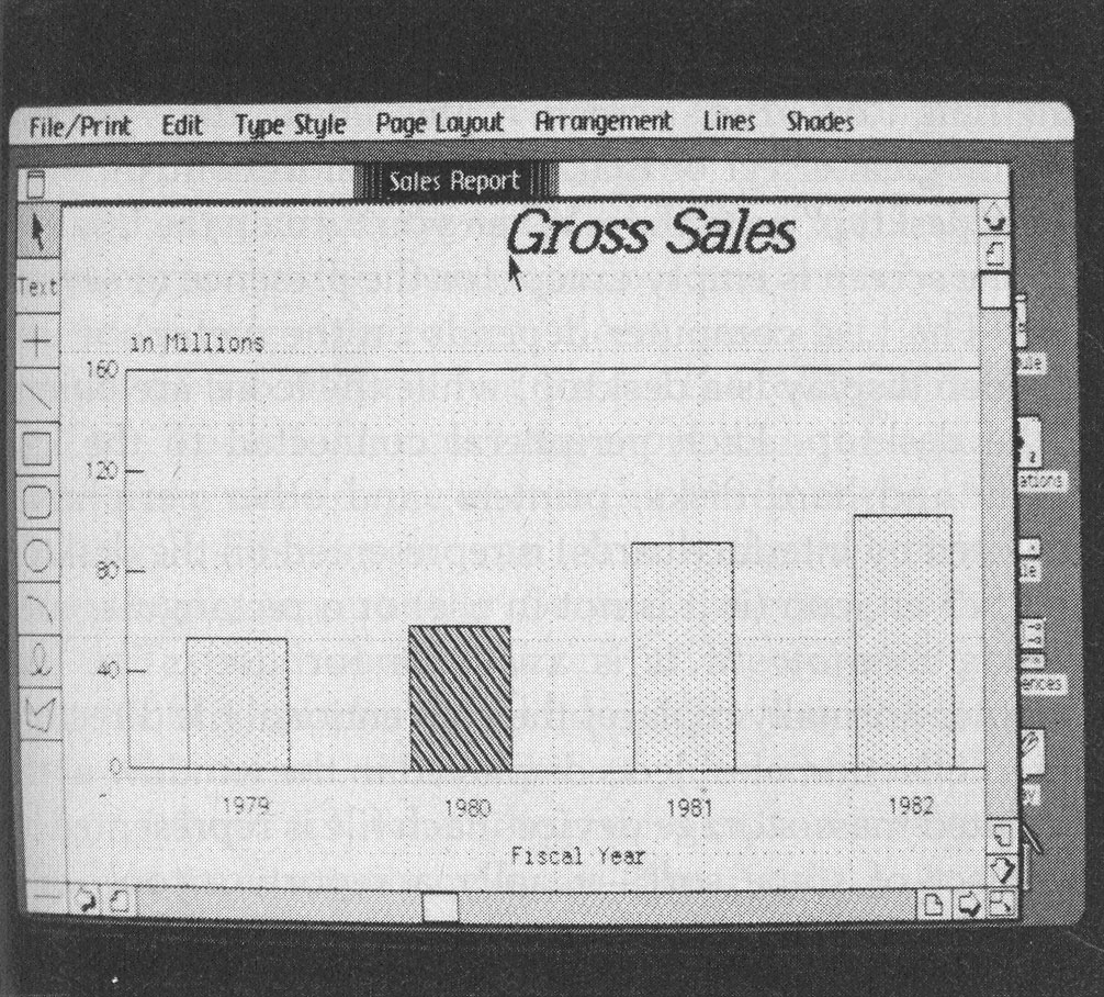 Photo 2i: Creating a chart using the Lisa Graph and Lisa Draw programs. See the text for details of how the image is generated and changed (picture 9 of 10).