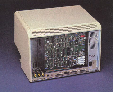 Inside the Lisa computer. Note the three connectors for expansion boards.