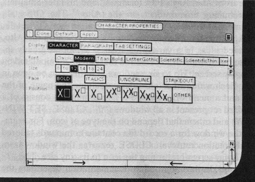 Figure 16. The property sheet for text characters