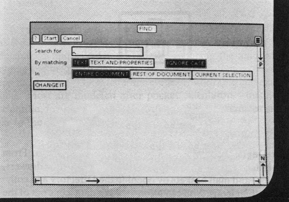 Figure 17. The option sheet for the Find command