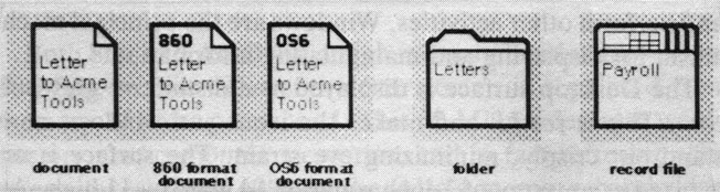 Figure 4. The “data” icons: document, folder and record file