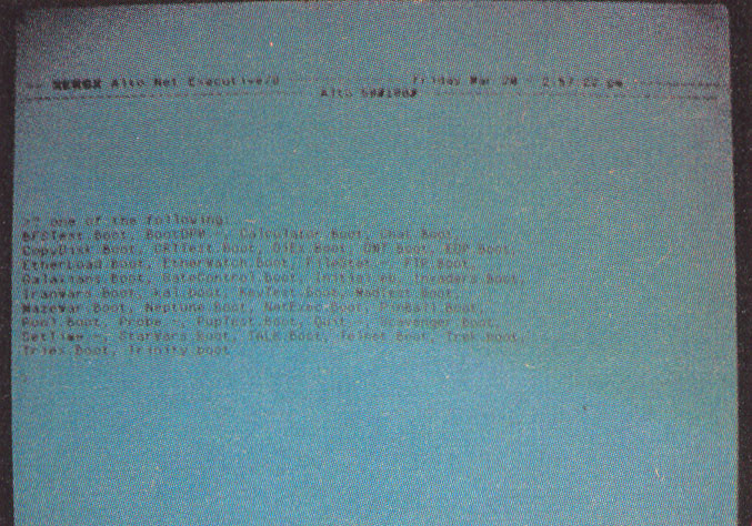 Photo 5b: Examples of Alto software: NetExecutive (similar to the Alto Executive, but it allows access to resources on the Ethernet.