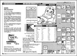 Figure 1. ViewPoint screen image. Star’s bitmapped display, once unique in the marketplace, is now much more common. Such a display permits WYSIWYG editing, display of proportionally spaced fonts, integrated text and graphics, and graphical user interfaces.