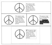 Figure 5. Revealed structure. At the top is the WYSIWYG view of mixed text and graphics. The middle two panels show that structure is revealed when an object is selected. When a line segment is selected, its control points are shown. When text is selected, the text string is revealed. The bottom panel shows the effect of the Show Structure and Show Non-Printing Characters commands, which is to reveal the location of embedded graphics and text frames (dotted lines) and “new paragraph” and Space characters.