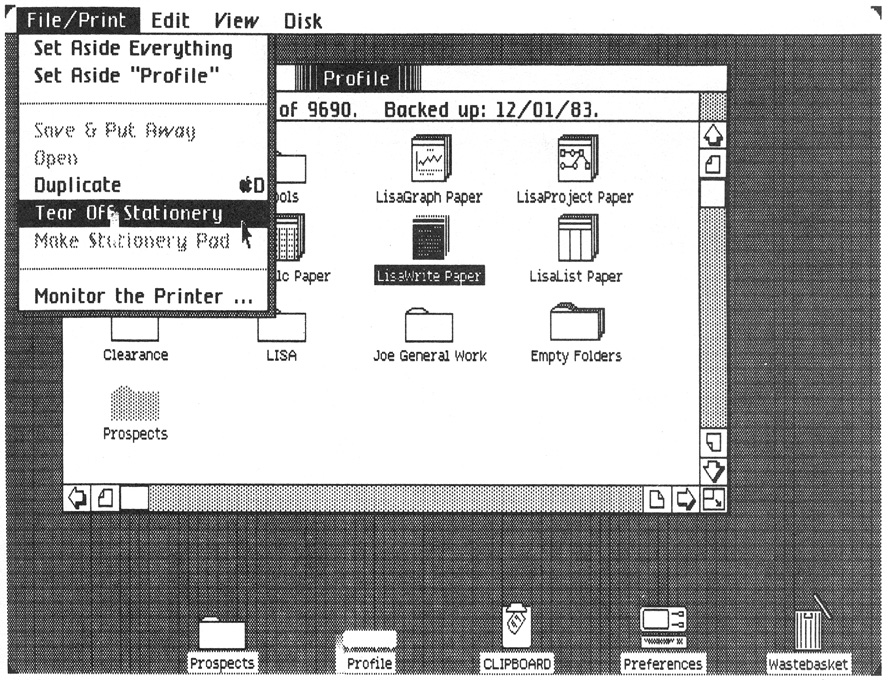 Fig. 3-9. To create a document you select a Stationery Pad then choose Tear Off Stationery from the File/Print menu.