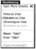 Figure 12-11: The Desktop Manager Housekeeping menu.