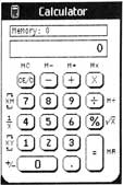 Figure 12-5: The calculator window. This shows the four-function calculator, one of three calculator styles available.