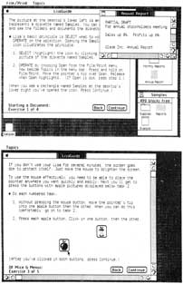 Figure 1-8: Typical LisaGuide displays. Lisa comes with an instructional package that teaches you about the use of Lisa.